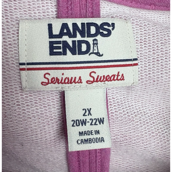 Lands End Serious Sweats Pink Full Zip Vest Soft Cotton Blend 2X 20W-22W Cozy - Picture 5 of 15